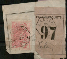 D115  LAEKEN CENTRAL  Telegraafstempel   Op Fragment Met Spoorwegstempel LAEKEN      Naar   EELEN - Documentos & Fragmentos