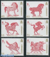 Guernsey 2014 Year Of The Horse 6v, Mint NH, Nature - Various - Horses - New Year - Año Nuevo