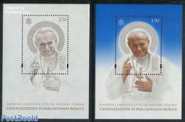 Vatican 2014 Beatification Of Pope John Paul II 2 S/s, Joint Issue Poland, Mint NH, Religion - Various - Pope - Religi.. - Neufs