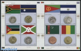 United Nations, Geneva 2015 Flags & Coins 8v M/s, Mint NH, History - Various - Flags - Money On Stamps - Monedas