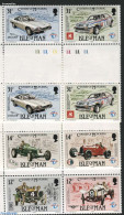 Isle Of Man 1985 Automobile Centenary 3x2v [:], Gutter Pairs, Mint NH, Sport - Transport - Autosports - Automobiles - Cars