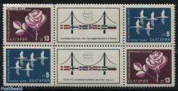 Bulgaria 1968 Scandinavian Co-operation 2x2v With Tabs, Mint NH, History - Nature - Europa Hang-on Issues - Flags - Bi.. - Ungebraucht