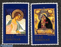 Faroe Islands 2018 Christmas, Icons 2v, Mint NH, Religion - Christmas - Art - Paintings - Noël