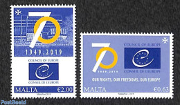 Malta 2019 70 Years European Council 2v, Mint NH, History - Europa Hang-on Issues - Idee Europee