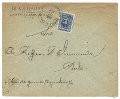 1908 - Enveloppe De San Jose De CUCUTA  Affr. 5 C. Oblit. Cercles Concentriques  Pour Paris - Colombia