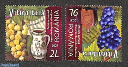 Romania 2021 Wine Culture 2v, Joint Issue Moldova, Mint NH, Nature - Various - Fruit - Wine & Winery - Joint Issues - Ongebruikt