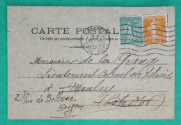 N°130 + 158 SEMEUSE PERFORE G.T CARTE PRIVEE LABORATOIRES GEORGES TRUFFAUT VERSAILLES POUR MANLAY COTE D'OR 1922 - Cartas & Documentos