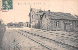 TAVERNY (Val-d'Oise) - Halte De Vaucelles - Arrivée Du Train - Gare - Voyagé 1908 (2 Scans) Bois-Colombes R Bourguignons - Taverny