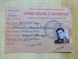 86 POITIERS - LICENCE SCOLAIRE ET UNIVERSITAIRE 1945 - PHOTO D'IDENTITE - SPORT - Collections