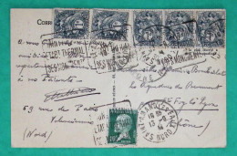 N°107 X5 + 170 MIXTE BLANC PASTEUR CARTE POSTALE ST AMANT LES EAUX NORD POUR STE FOY LES LYON 1924 LETTRE COVER FRANCE - 1922-26 Pasteur