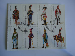 NAGALAND  USED SHEET  SOLDIER BLOCK OF 8 - Autres & Non Classés