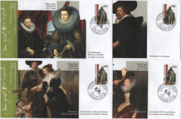 Nederland Netherlands 2007 FDC X4 Port Betaald, Pieter Paul Rubens, Painter Artist Maler, Canceled In Antwerpen - FDC