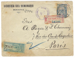 1903 - Enveloppe RECC. De BOGOTA  Affr. 20 C + T P De Recc. 20 C. + étiquette De Recc. De New York - Colombie