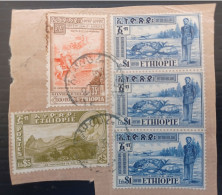 ETIOPIA 1955 YVERT N 268 MONT RAS DASSEN N 336 RETOUR DE L ERITREA N 26 AIRMAIL FRAGMANT - Äthiopien