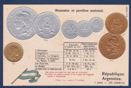 CPA Monnaie Numismatique Gaufrée Embossed Non Circulée Argentine - Monnaies (représentations)