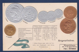 CPA Monnaie Numismatique Gaufrée Embossed Non Circulée Argentine - Münzen (Abb.)