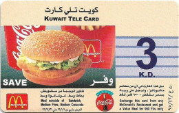 Kuwait - Sprint - McDonald's McChicken WIth Coca Cola, Remote Mem. 3KD, Used - Kuwait