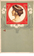Illustrateur - N°60213 - Genre Mucha - Portrait D'une Jeune Femme De Profil - Vendu En L'état - Mucha, Alphonse