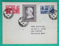 N°606 + 607 + 608 PETAIN PREMIER JOUR 88ème ANNIVERSAIRE DU MARECHAL PETAIN 24-4-1944 VESOUL HAUTE SAONE COVER FRANCE - ....-1949