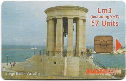 Malta - Maltacom - Siege Bell Valletta, Chip IN2, 10.2005, 57U, 15.000ex, Used - Malte