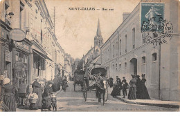 72  .n°  107656 . Saint Calais . Attelage .une Rue .le Clocher . - Saint Calais