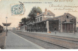 95 .n°  108020  . Persan Beaumont . Train .la Gare .vue Generale . - Persan