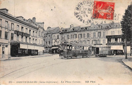 76 .n° 108885 .  Montivilliers . Tramway .au Bon Marche .cafe Du Siecle .la Place Carnot  . - Montivilliers