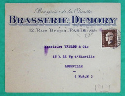 N°692 MARIANNE DULAC 2F SEUL SUR LETTRE ENVELOPPE PUB BRASSERIE DEMORY PARIS 1945 LETTRE COVER FRANCE - 1944-45 Marianne Of Dulac
