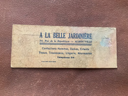 Publicité  À LA BELLE JARDINIÈRE  Confection Hommes,Dames,Enfants Tissus  Trousseaux   Lingerie   Nouveauté - Targhe Di Cartone