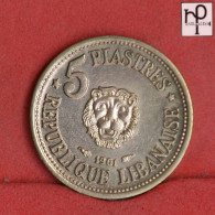 LEBANON 5 PIASTRES 1961 -    KM# 21 - (Nº58877) - Libano