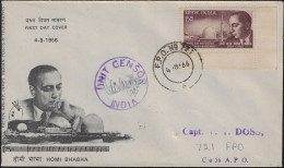 Inde 1966 Y&T 209 Sur FDC Avec Censure. Trépas Du Savant Atomiste Homi Bhabha - Atome