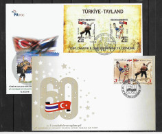 2018 Joint Thailand And Turkey, BOTH OFFICIAL FDC'S: Relationship / Wrestling - Emissioni Congiunte