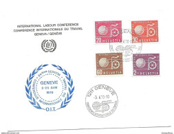 156 - 43 - Enveloppe Avec Timbres Service BIT Et Oblit Spéciale "Conf. Intern. Travail Genève 1970" - Marcophilie