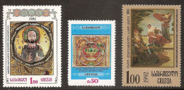 GEORGIA / GEORGIEN 1994●Paintings●INVERTED Overprints●●Gemälde●KOPFSTEHENDE Aufdrücke /Mi86-88 MNH - Georgia