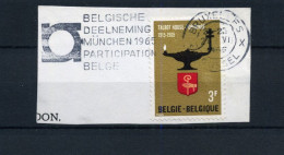 Vlagstempel  / Flamme : "Belgische Deelneming München 1965 Paticipation Belge" - Fragment - Vlagstempels