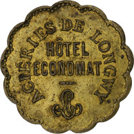 France, Aciéries De Longwy, Hôtel Economat, 20 Centimes, 1883, TTB, Laiton - Monétaires / De Nécessité