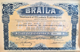 S.A. Braila-Tramways Et Eclairage Electr.-act.de Dividende (1929) - Bruxelles - Spoorwegen En Trams