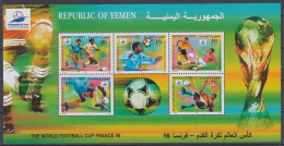 YEMEN 1998 FOOTBALL WORLD CUP SHEETLET AND 5 STAMPS - 1998 – France