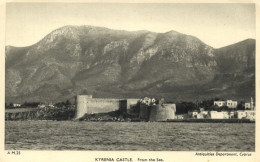 Cyprus, KYRENIA, Castle From The Sea (1950s) Antiquities Dep. 25 Postcard - Cipro