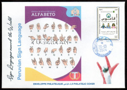 ALGERIA 2019 FDC Sign Language Peru Handicap Deafness Deaf Taubheit Surdité Taub Sordera Alphabet Disabled - Handicaps