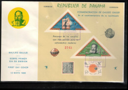 Panama 1965 Astronomy - Galileo Galilei Perforated Block FDC - Astronomy