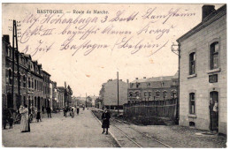 Belgien, Bastogne Route De Marche, Sw-AK M. Bahngleis, Ochsengespann U. Personen - Bastenaken