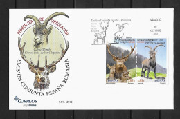 2012 Joint Spain And Romania, OFFICIAL FDC SPAIN WITH STAMPS: Mountain Fauna - Emissions Communes