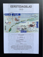 NETHERLANDS 2003 FIRST DAY CARD ESTUARY NEDERLAND EDB IMPORTA 312 EERSTEDAGBLAD BIRDS SEALS CRABS - Cartas & Documentos