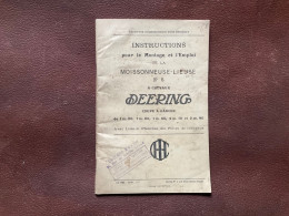 Catalogue DEERING  Moissonneuse Lieuse A Chevaux No 5 INSTRUCTIONS - Agriculture