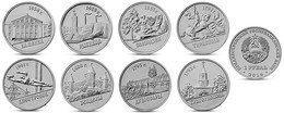 TRANSDNISTRIA TRANSNISTRIA 1 ROUBLE 1 RUBLE COMPLETE SET 8 COINS CITIES OF TRANSNISTRIA 2014 UNC - Altri – Europa