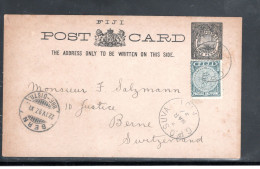 FIJI , 1897, 1/2 P. On Scarce Stationary Card 1 P., Clear  " G.P.O. SUVA-FIJI-3. Mar 97 " To Switzerland  #118 - Fiji (...-1970)