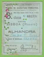 Lisboa - Bilhete - Passe- Ticket - Caminho De Ferro - Railway - Portugal - Europa