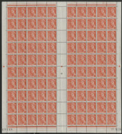 N° 408 15 Ct Vermillon Type Mercure Feuille Complète De 100 Ex Neufs ** (MNH) + Coin Daté 11/10/38 Cote 30 € Voir Suite - Full Sheets