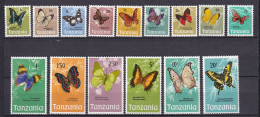 265 TANZANIE 1973 - Y&T 33/47 - Serie Definitive Papillon - Neuf ** (MNH) Sans Charniere - Tanzania (1964-...)